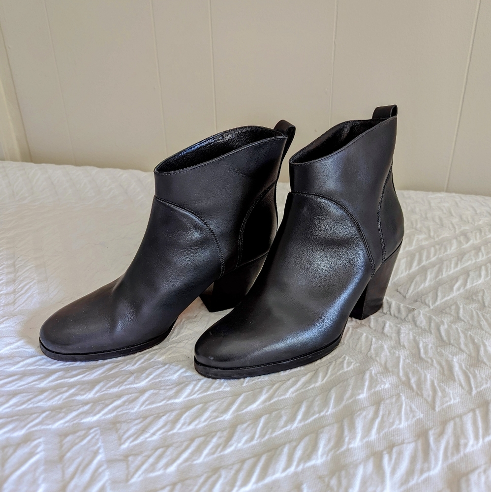 Rachel Comey Penpal heeled ankle boots, 7.5, black leather and wood